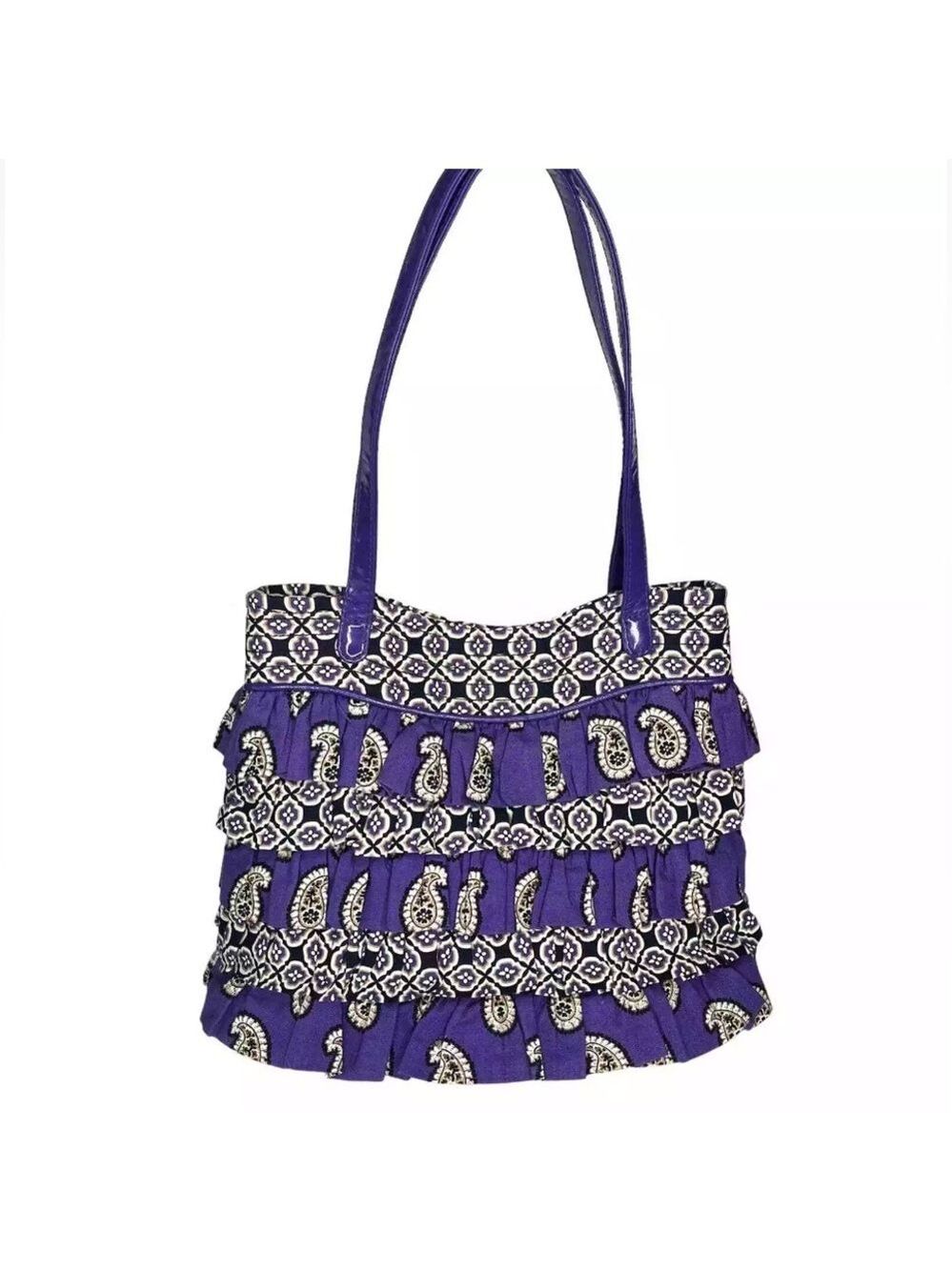 Vera Bradley Simply Violet Cha Cha Ruffle Purple Paisley Shoulder Bag